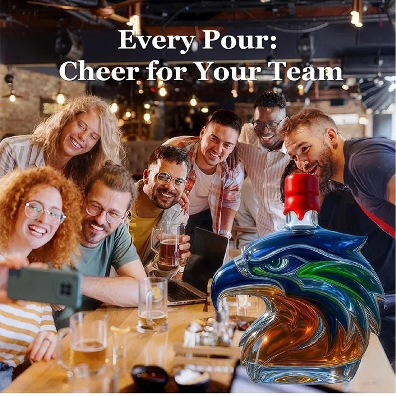 Whiskey Eagle Head Glass Decanter Men's Fun Whiskey Glass Bottle Wine Decanter Home Bar Decoration Gift for Men Boyfriends