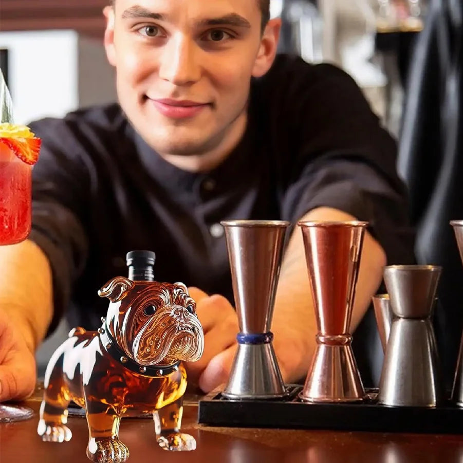 Whiskey Bottle Bulldog Decorative Alcohol Decanter Alcohol Decanter for Restaurants Shelves Collectible Liquor Bottle