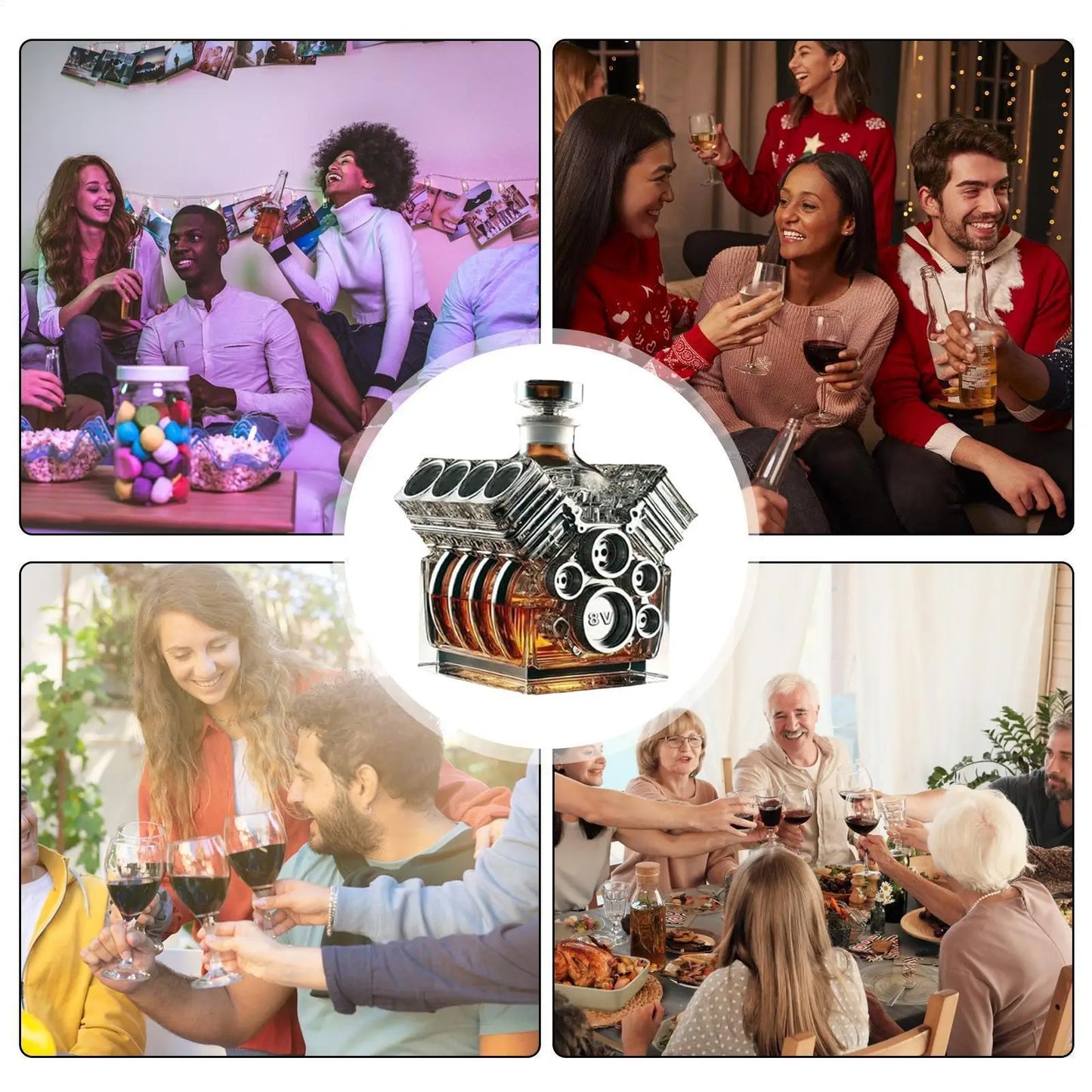 Liquor Decanters V8 Engines Shape Alcohol Decanter Bottle Home Bar Decoration for Valentine's Day Tequila Bourbon Brandy Wedding