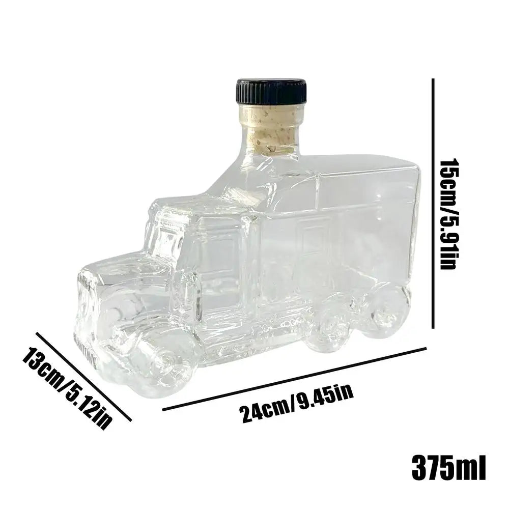 Funny Whiskey Glass Decanter 375ml Glass Whiskey Wine Bottle Statue Decoration Half Truck Bourbon Dispenser For Bar Office Home