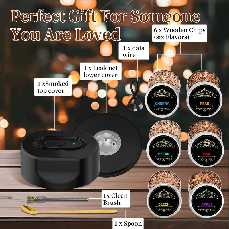 Rechargeable Electric Cocktail Smoker Kit Portable Whiskey Smoke Infuser Multiple Wood Chips Home Bar Accessory