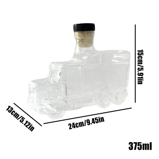 Funny Whiskey Glass Decanter 375ml Glass Whiskey Wine Bottle Statue Decoration Half Truck Bourbon Dispenser For Bar Office Home