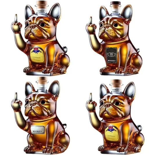 10Oz Funny Middle Finger Whiskey Glass Decanter Duck Turtle Dog Glass Whiskey Wine Bottle Statue Decoration For Bar Office Home