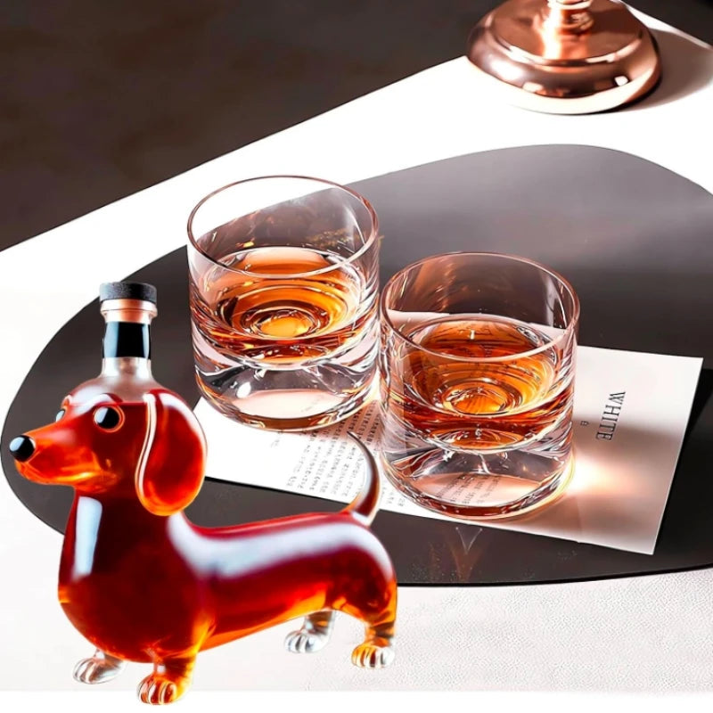Dachshund Dog Whiskey Bottle,3D Funny Glass Dachshund Whiskey Bottle, Dog Decanter Wine Container for Whiskey Lovers Dogs Lovers