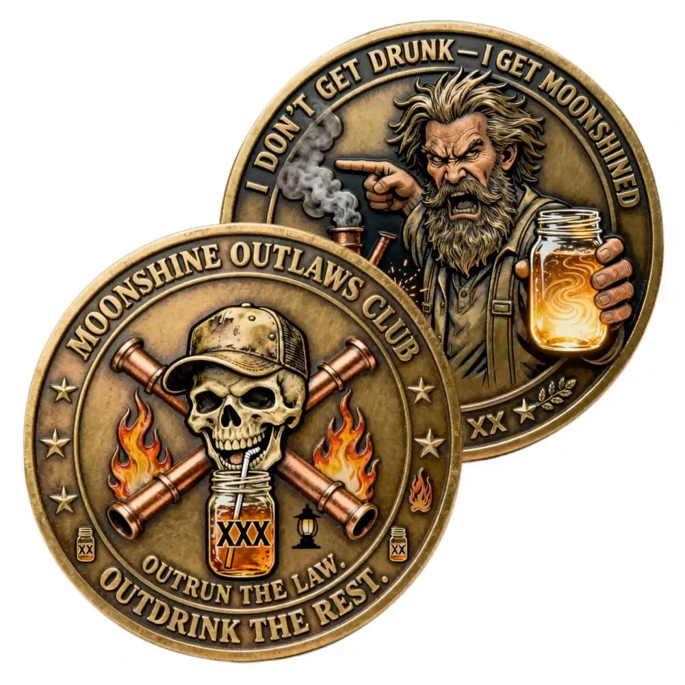 Moonshine Outlaws Club Token Moonshine Outlaws Club Vintage Metal Coin Double-sided Skull Souvenir Token for Enthusiasts