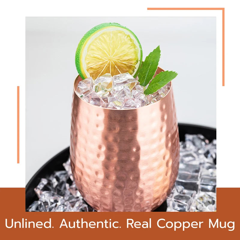 Handmade Pure Copper Cup 450ml Luxury Copper Martell Cocktail Whiskey Mugs Water Mug Drinkware for Water Milk Coffee Kitchen Bar
