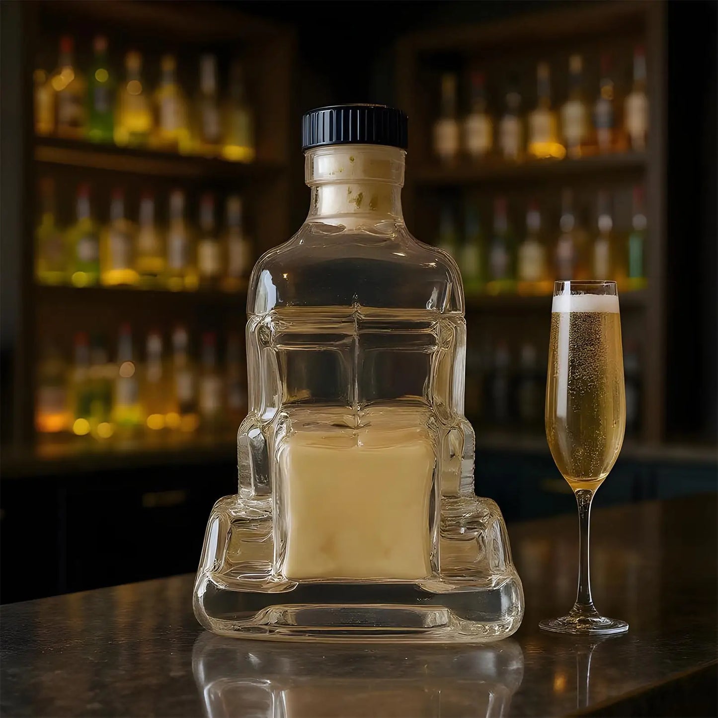 Funny Whiskey Glass Decanter 375ml Glass Whiskey Wine Bottle Statue Decoration Half Truck Bourbon Dispenser For Bar Office Home