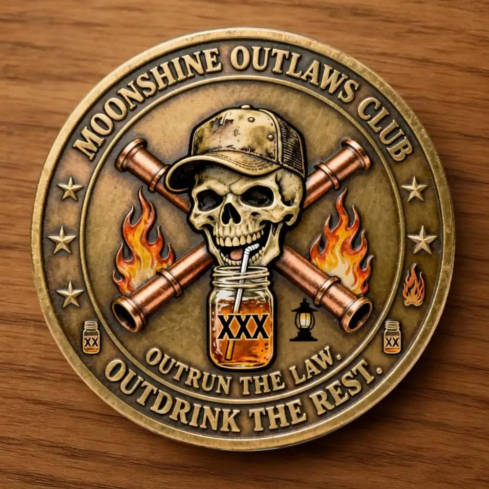 Moonshine Outlaws Club Token Moonshine Outlaws Club Vintage Metal Coin Double-sided Skull Souvenir Token for Enthusiasts