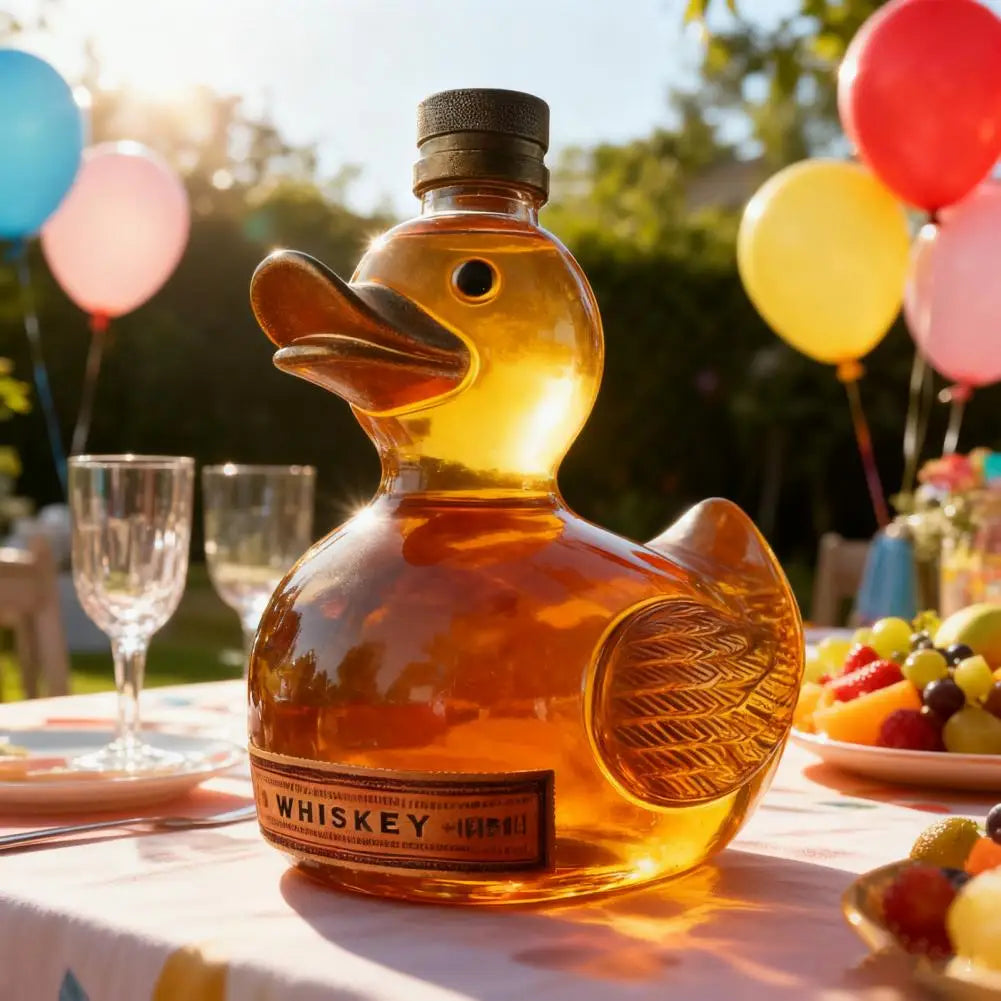 Duck Whiskey Bottle Glass Animal Decanter Fun Duck Shape Wine Bottle 100ml Capacity Artistic Decanter Decoration for Bar Office
