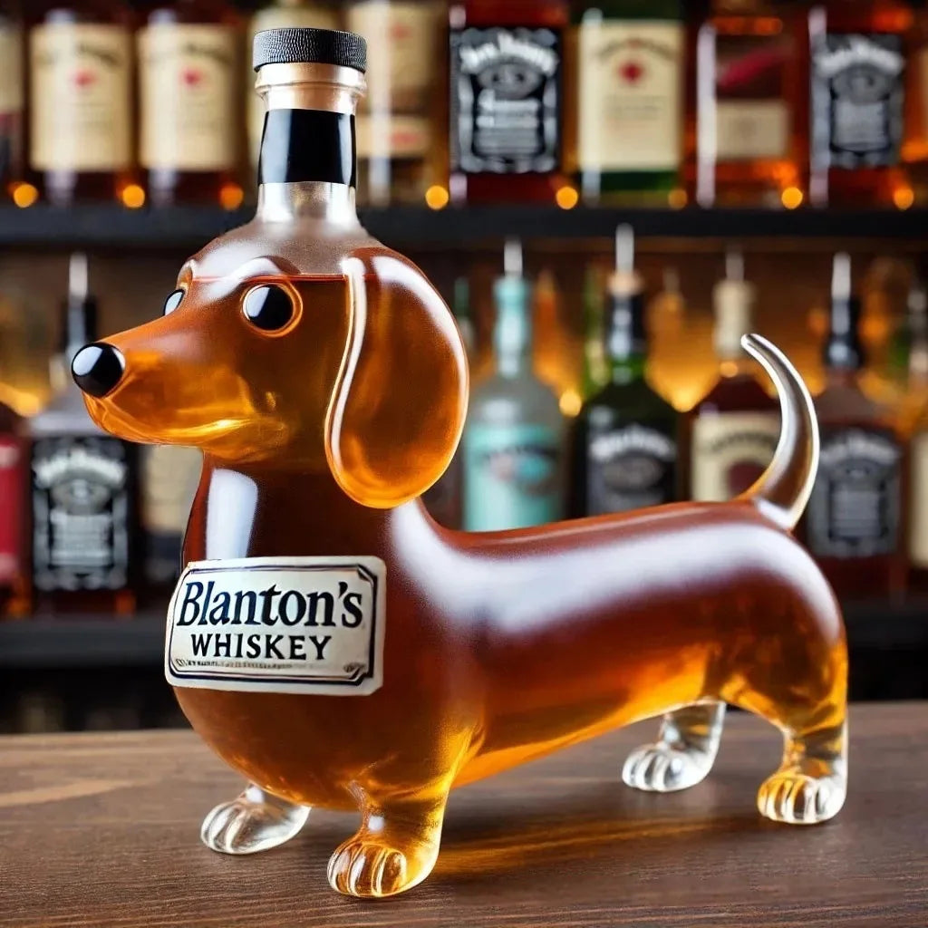 Dachshund Dog Whiskey Bottle,3D Funny Glass Dachshund Whiskey Bottle, Dog Decanter Wine Container for Whiskey Lovers Dogs Lovers