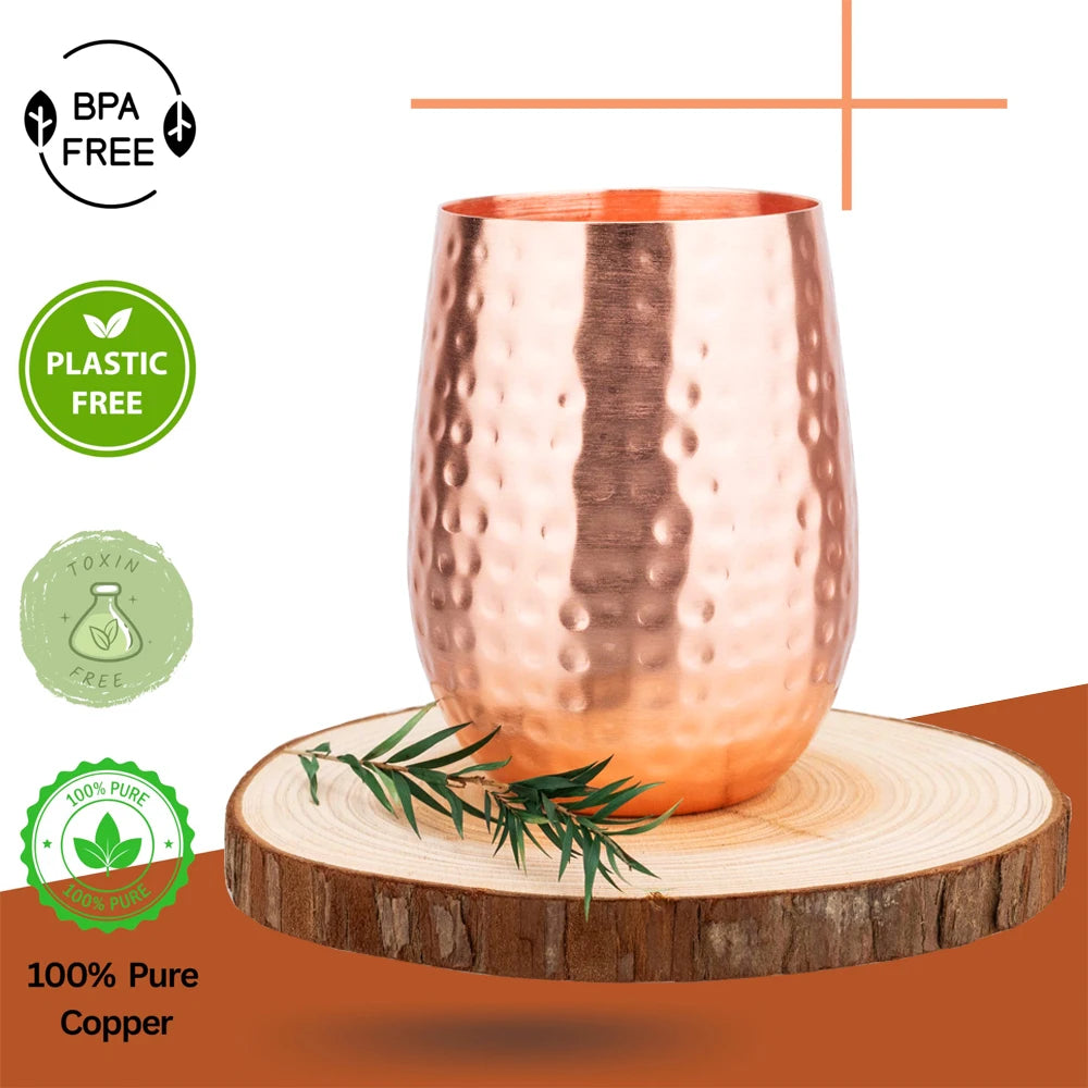 Handmade Pure Copper Cup 450ml Luxury Copper Martell Cocktail Whiskey Mugs Water Mug Drinkware for Water Milk Coffee Kitchen Bar