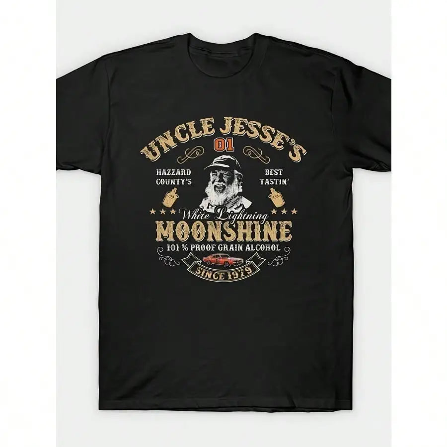 [Uncle Jesse's | Moonshine] Uncle Jesse's 100% Cotton Moonshine Graphic T-Shirt | Casual Round Neck Tee