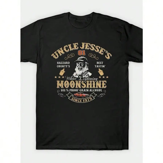 [Uncle Jesse's | Moonshine] Uncle Jesse's 100% Cotton Moonshine Graphic T-Shirt | Casual Round Neck Tee