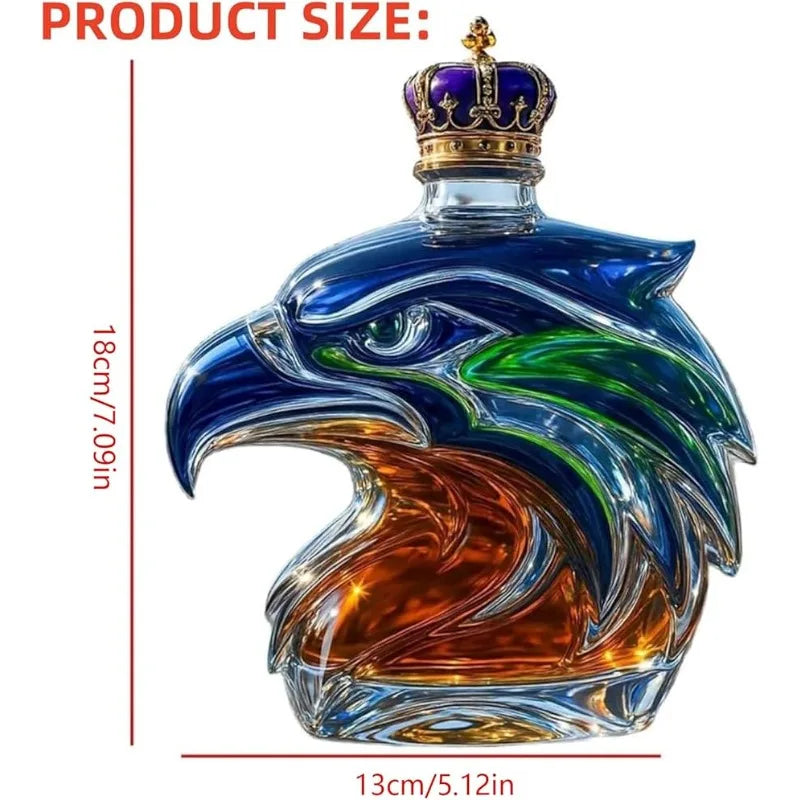 Whiskey Eagle Head Glass Decanter Men's Fun Whiskey Glass Bottle Wine Decanter Home Bar Decoration Gift for Men Boyfriends