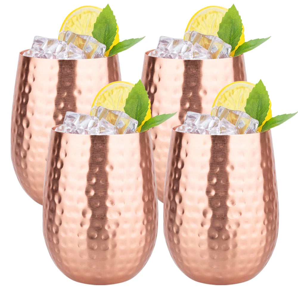 Handmade Pure Copper Cup 450ml Luxury Copper Martell Cocktail Whiskey Mugs Water Mug Drinkware for Water Milk Coffee Kitchen Bar