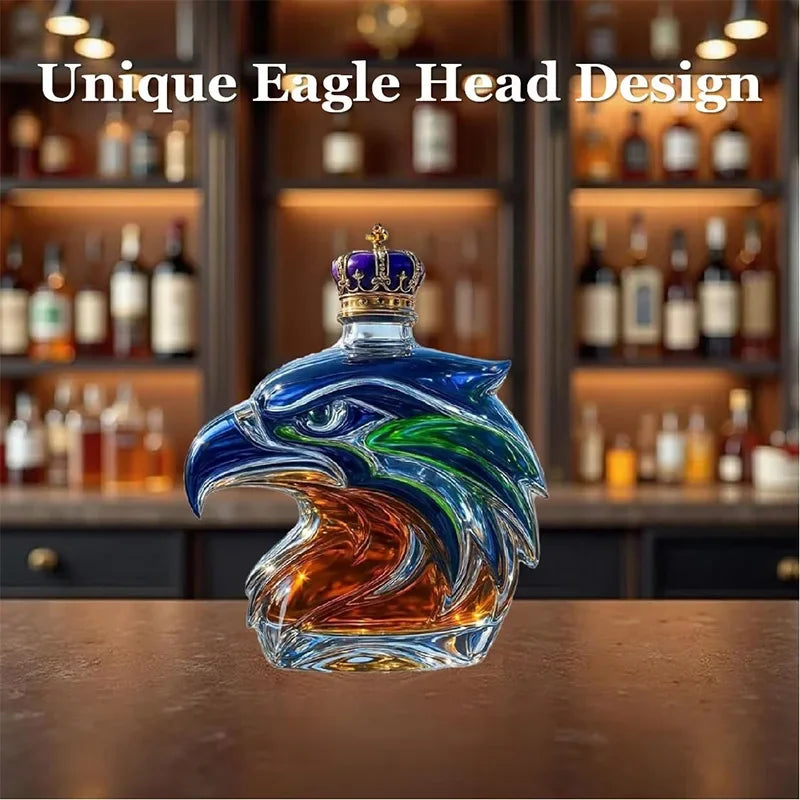 Whiskey Eagle Head Glass Decanter Men's Fun Whiskey Glass Bottle Wine Decanter Home Bar Decoration Gift for Men Boyfriends