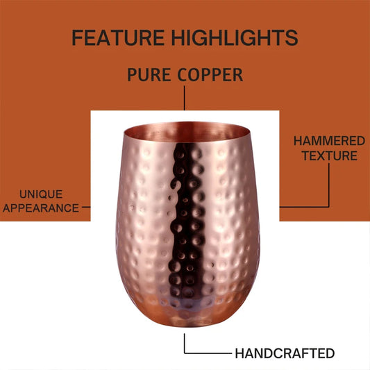 Handmade Pure Copper Cup 450ml Luxury Copper Martell Cocktail Whiskey Mugs Water Mug Drinkware for Water Milk Coffee Kitchen Bar
