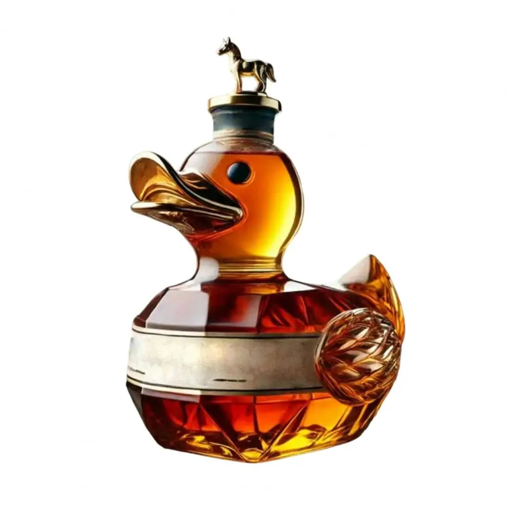 Duck Whiskey Bottle Glass Animal Decanter Fun Duck Shape Wine Bottle 100ml Capacity Artistic Decanter Decoration for Bar Office